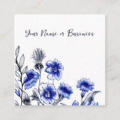 美しい青と白の花図 スクエア名刺 (正面)
