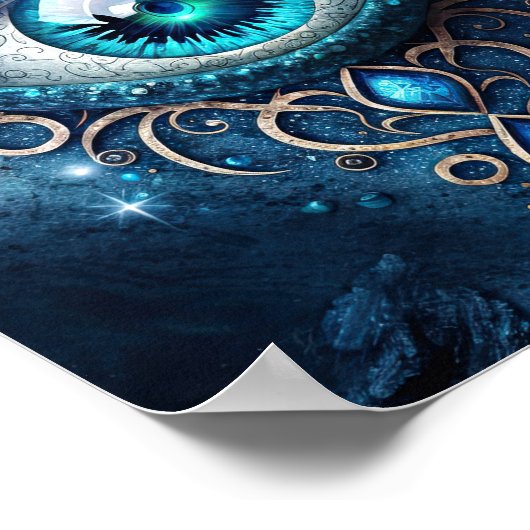 美しい青と目の感動的み ポスター (角)