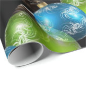 美しい青と緑のクリスマスボール ラッピングペーパー (ロールコーナー)