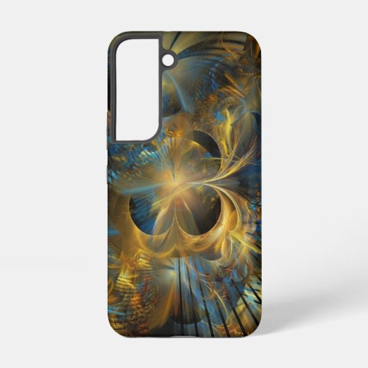 美しい青と金のフラクタル SAMSUNG GALAXYケース (裏面)