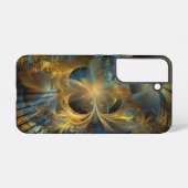 美しい青と金のフラクタル SAMSUNG GALAXYケース (裏面横)