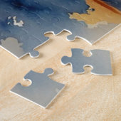 美しい青と金ゴールドの夕日 ジグソーパズル (側面)