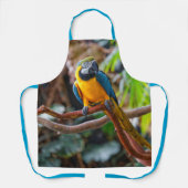 美しい青と金ゴールドマコーオウム エプロン (正面)