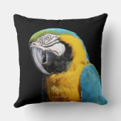 美しい青と金ゴールドマコーオウム クッション (裏面)