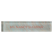 美しい青と銅の色の大理石デザイン デスクネームプレート (正面)