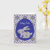 🐇💙💛美しい青と黄色のアズレジョスカード カード (黄色い花)