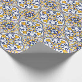 💙💛美しい青と黄色のアズレジョス9, ラッピングペーパー