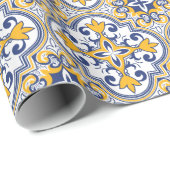 💙💛美しい青と黄色のアズレジョス9, ラッピングペーパー (ロールコーナー)