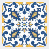 💙💛美しい青と黄色のアズレホス スクエアシール (正面)