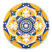 💛💙🤍美しい青と黄色のアズレホス セラミックノブ (正面)