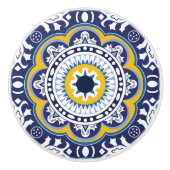 😍美しい青と黄色のアズレホス セラミックノブ (正面)