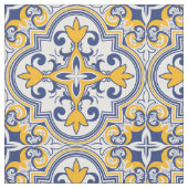 💙 💛美しい青と黄色のアズレホス ファブリック (クローズアップ)