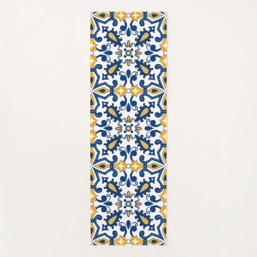 💙💛美しい青と黄色のアズレホス、ヨガ馬 ヨガマット (正面)