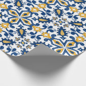 💙💛美しい青と黄色のアズレホス ラッピングペーパー (角)