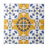 美しい青と黄色のポルトガル語アズレジョ タイル (正面)