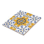 美しい青と黄色のポルトガル語アズレジョ タイル (側面)