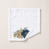 美しい青と黄色の牡丹浴用タオルセット バスタオルセット (ウォッシュタオル)