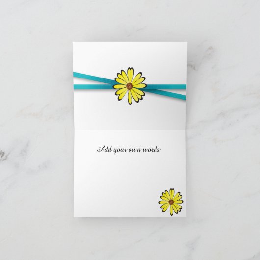 美しい青と黄色の花のデザイン サンキューカード (内部)