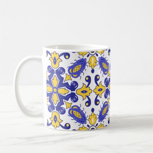 💙💛 美しい青と黄色の アズレジョ コーヒーマグカップ (左)