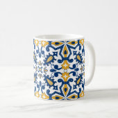 💙💛 美しい青と黄色のAzulejos、 コーヒーマグカップ (正面右)