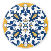 💙💛 美しい青と黄色のAzulejos セラミックノブ (正面)