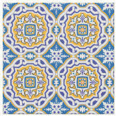 💙美しい青のアズレホス004、小さいタイルサイズ  ファブリック (クローズアップ)