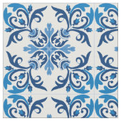 💙美しい青のアズレホス、XXLタイルサイズの織物 ファブリック (クローズアップ)