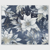 美しい青のクリスマスフローラ ラッピングペーパー (フラット)