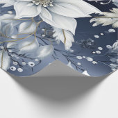 美しい青のクリスマスフローラ ラッピングペーパー (角)