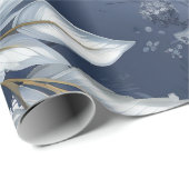 美しい青のクリスマスフローラ ラッピングペーパー (ロールコーナー)