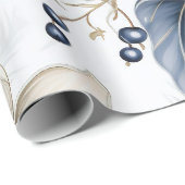 美しい青のクリスマスフローラ ラッピングペーパー (ロールコーナー)