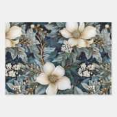 美しい青のクリスマスミックス ラッピングペーパーシート (正面3)