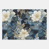 美しい青のクリスマスミックス ラッピングペーパーシート (正面)