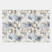 美しい青のクリスマスミックス ラッピングペーパーシート (正面2)