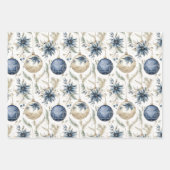 美しい青のクリスマスミックス ラッピングペーパーシート (正面2)