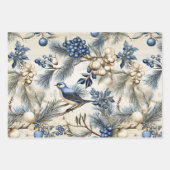 美しい青のクリスマスミックス ラッピングペーパーシート (正面3)