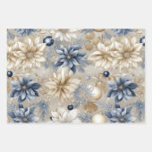 美しい青のクリスマスミックス ラッピングペーパーシート (正面)