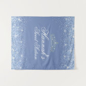 美しい青のグリッター スイート16 背景 タペストリー (正面(横))