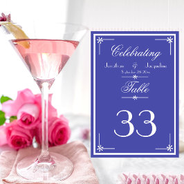 美しい青のスクリプト名クラシックシック結婚ズ テーブルナンバー