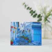 美しい青のチェフチャウエンモロッコの建築 ポストカード (スタンド正面)