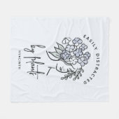 美しい青のフローラ気を散らした庭園名 フリースブランケット (正面(横))