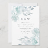 美しい青のフローラ(モノグラム結婚付) 招待状 (正面)