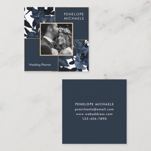 美しい青のフローラ（写真あり） スクエア名刺 (正面/裏面)