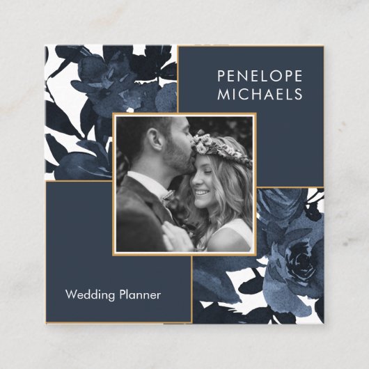 美しい青のフローラ（写真あり） スクエア名刺 (正面)