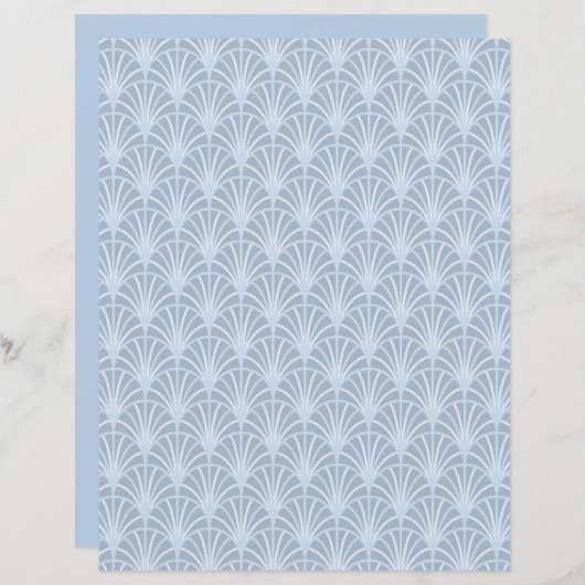 美しい青のヴィンテージ日本のファンパターン (正面/裏面)