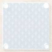 美しい青のヴィンテージ日本のファンパターン ガラスコースター (裏面)