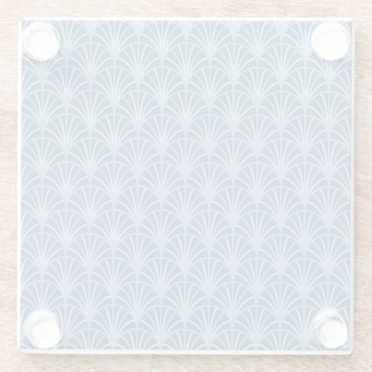 美しい青のヴィンテージ日本のファンパターン ガラスコースター (裏面)