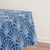 美しい青のヴィンテージ日本のファンパターン テーブルクロス (インサイチュ)