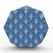 美しい青のヴィンテージ日本のファンパターン フォトブロック (正面)