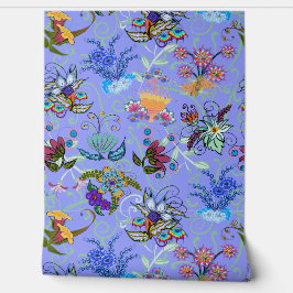 美しい青の妖精の国の花の大きなリピート 壁紙